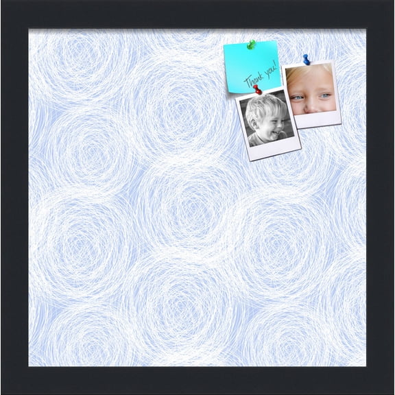 PinPix 12x12 Custom Cork Bulletin Board Circles Sketch Mill White Poster Board Has a Fabric Style Canvas Finish, Framed in Circles Sketch Mill White, by ArtToFrames (PinPix-1927)