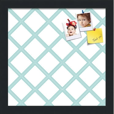 PinPix 12x12 Custom Cork Bulletin Board Diamond Modern Pattern Aqua Poster Board Has a Fabric Style Canvas Finish, Framed in Diamond Modern Pattern Aqua, by ArtToFrames (PinPix-1798)