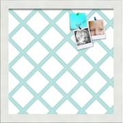 PinPix 12x12 Custom Cork Bulletin Board Diamond Modern Pattern Aqua Poster Board Has a Fabric Style Canvas Finish, Framed in Diamond Modern Pattern Aqua, by ArtToFrames (PinPix-1798)