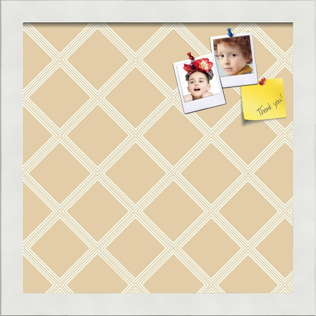 PinPix 12x12 Custom Cork Bulletin Board Diamond Modern Pattern Beige Poster Board Has a Fabric Style Canvas Finish, Framed in Diamond Modern Pattern Beige, by ArtToFrames (PinPix-1800)