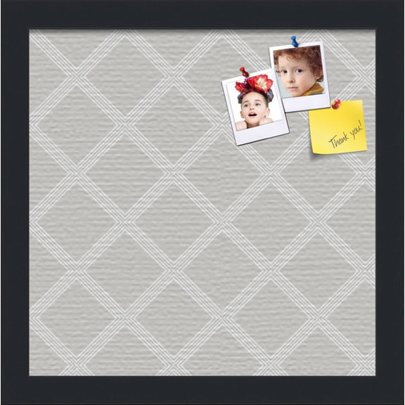 PinPix 12x12 Custom Cork Bulletin Board Diamond Modern Pattern Grey Poster Board Has a Fabric Style Canvas Finish, Framed in Diamond Modern Pattern Grey, by ArtToFrames (PinPix-1802)