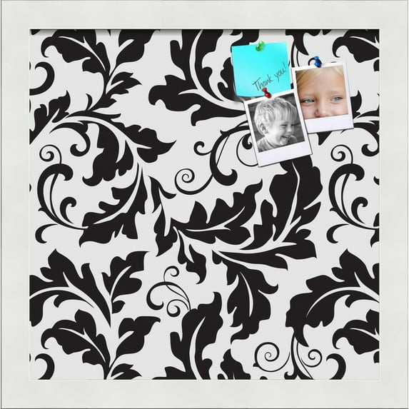 PinPix 12x12 Custom Cork Bulletin Board Floral Black Leaf Poster Board Has a Fabric Style Canvas Finish, Framed in Floral Black Leaf, by ArtToFrames (PinPix-180)
