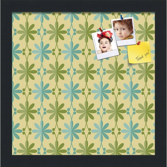 PinPix 12x12 Custom Cork Bulletin Board Floral Blue And Green Poster Board Has a Fabric Style Canvas Finish, Framed in Floral Blue And Green, by ArtToFrames (PinPix-551)
