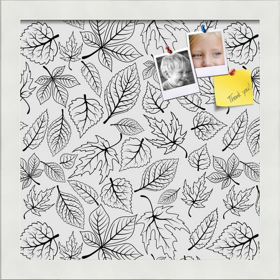 PinPix 12x12 Custom Cork Bulletin Board Floral design black Fallen Leaves Poster Board Has a Fabric Style Canvas Finish, Framed in Floral design black Fallen Leaves, by ArtToFrames (PinPix-179)