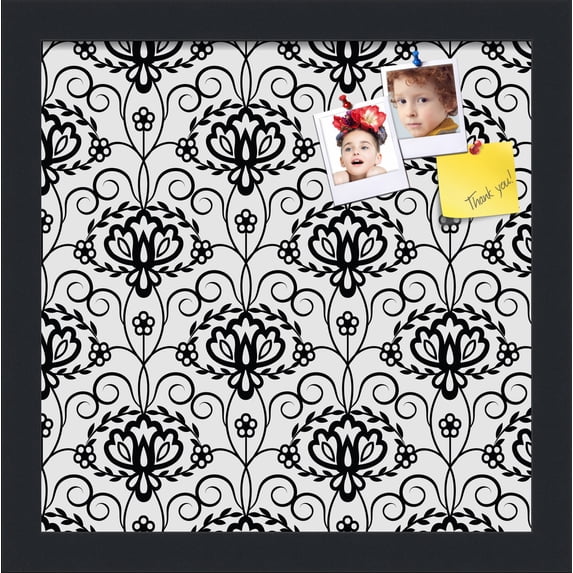 PinPix 12x12 Custom Cork Bulletin Board Grand Floral Motif Poster Board Has a Fabric Style Canvas Finish, Framed in Grand Floral Motif, by ArtToFrames (PinPix-181)