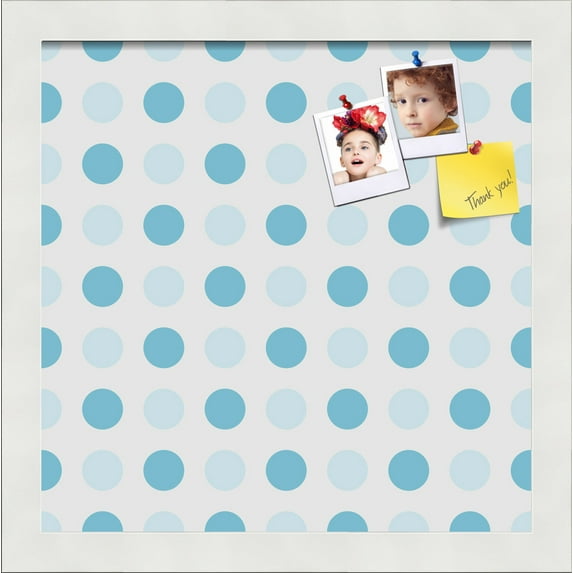 PinPix 12x12 Custom Cork Bulletin Board Light Blue Polka Dot Poster Board Has a Fabric Style Canvas Finish, Framed in Light Blue Polka Dot, by ArtToFrames (PinPix-344)