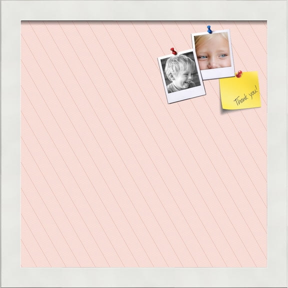 PinPix 12x12 Custom Cork Bulletin Board Lux Stripes Grapefruit Poster Board Has a Fabric Style Canvas Finish, Framed in Lux Stripes Grapefruit, by ArtToFrames (PinPix-1670)