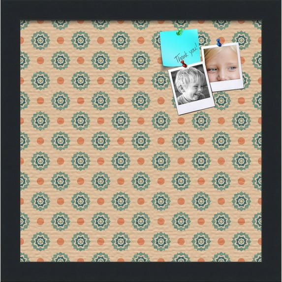 PinPix 12x12 Custom Cork Bulletin Board Orange - Blue Dots Poster Board Has a Fabric Style Canvas Finish, Framed in Orange - Blue Dots, by ArtToFrames (PinPix-411)