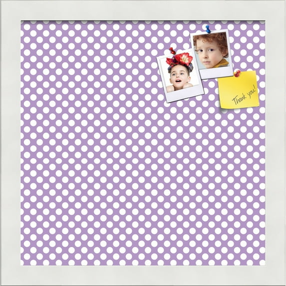 PinPix 12x12 Custom Cork Bulletin Board Purple Polka Dot Poster Board Has a Fabric Style Canvas Finish, Framed in Purple Polka Dot, by ArtToFrames (PinPix-504)
