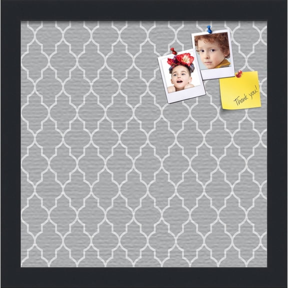 PinPix 12x12 Custom Cork Bulletin Board Quatrefoil Grey Poster Board Has a Fabric Style Canvas Finish, Framed in Quatrefoil Grey, by ArtToFrames (PinPix-284)