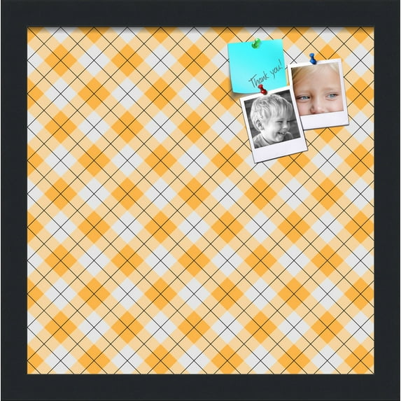 PinPix 13x13 Custom Cork Bulletin Board Argyle Orange Poster Board Has a Fabric Style Canvas Finish, Framed in Argyle Orange, by ArtToFrames (PinPix-636)