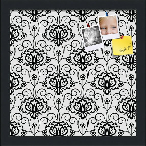 PinPix 13x13 Custom Cork Bulletin Board Grand Floral Motif Poster Board Has a Fabric Style Canvas Finish, Framed in Grand Floral Motif, by ArtToFrames (PinPix-181)