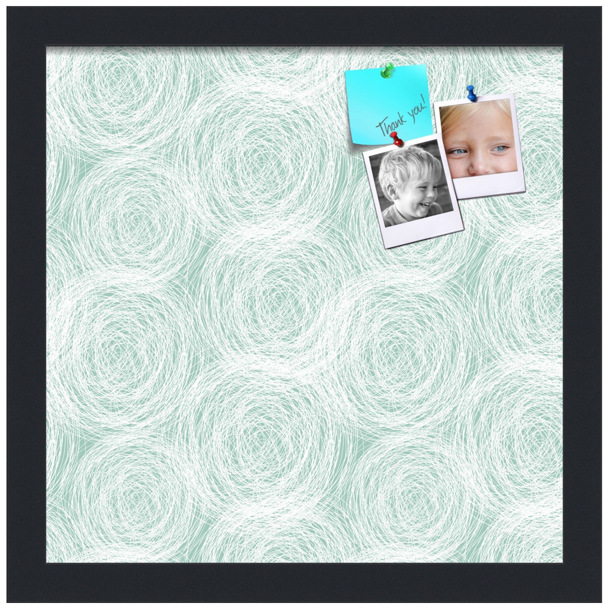 PinPix ArtToFrames 11x11 Custom Cork Bulletin Board    Poster Board Has a Fabric Style Canvas Finish, Framed in Satin Black (PinPix-1926)