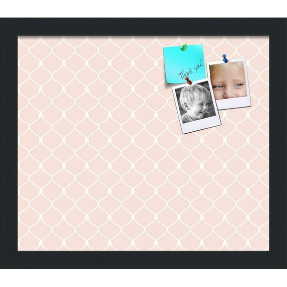 PinPix 14x12 Custom Cork Bulletin Board Baby Pink Chain Poster Board Has a Fabric Style Canvas Finish, Framed in Baby Pink Chain, by ArtToFrames (PinPix-575)