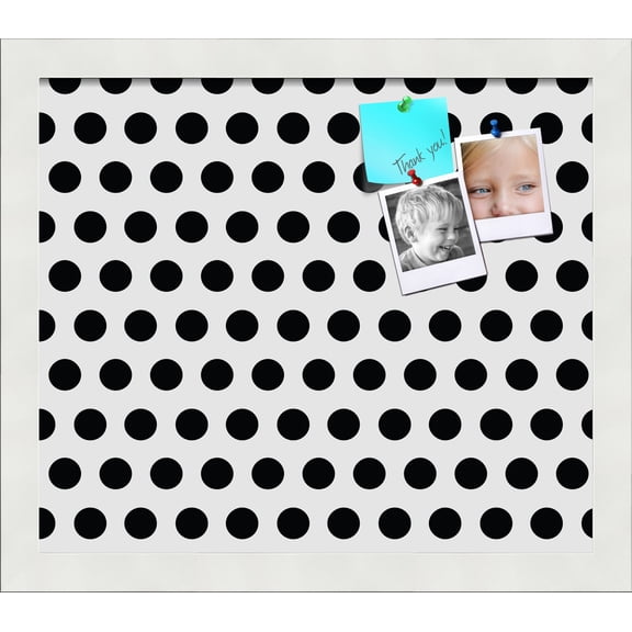 PinPix 14x12 Custom Cork Bulletin Board Black Polka Dot Poster Board Has a Fabric Style Canvas Finish, Framed in Black Polka Dot, by ArtToFrames (PinPix-200)