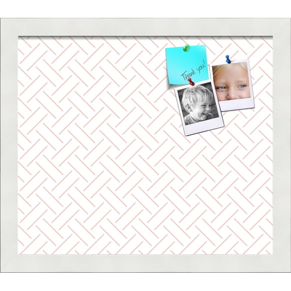 PinPix 14x12 Custom Cork Bulletin Board Lattice White Salmon Poster Board Has a Fabric Style Canvas Finish, Framed in Lattice White Salmon, by ArtToFrames (PinPix-1823)
