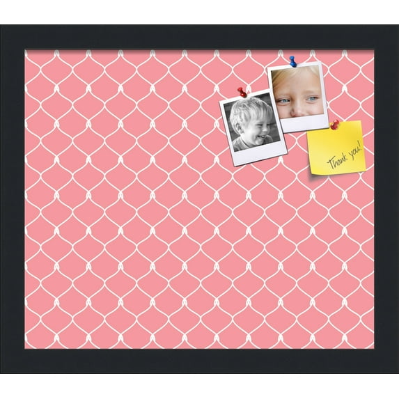 PinPix 14x12 Custom Cork Bulletin Board Light Pink Chain Poster Board Has a Fabric Style Canvas Finish, Framed in Light Pink Chain, by ArtToFrames (PinPix-574)