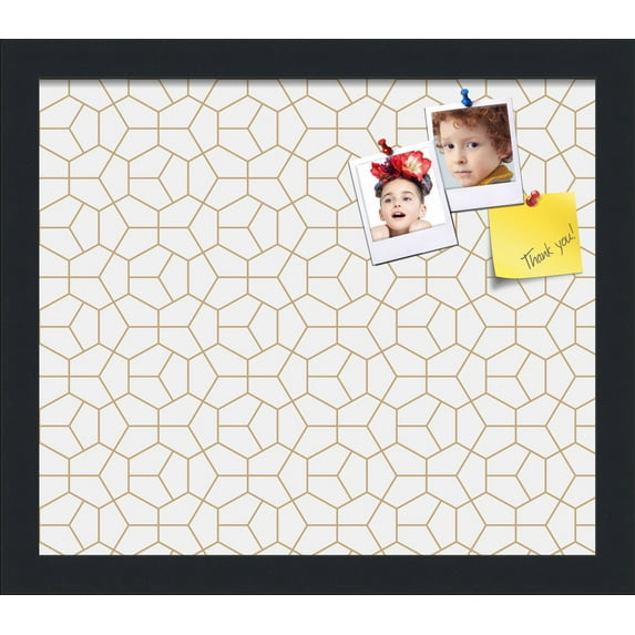PinPix 14x12 Custom Cork Bulletin Board Modeco Hex Gold Poster Board Has a Fabric Style Canvas Finish, Framed in Modeco Hex Gold, by ArtToFrames (PinPix-1537)