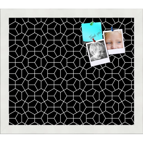 PinPix 14x12 Custom Cork Bulletin Board Modeco Hex W B Poster Board Has a Fabric Style Canvas Finish, Framed in Modeco Hex W B, by ArtToFrames (PinPix-1730)