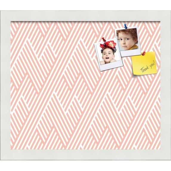 PinPix 14x12 Custom Cork Bulletin Board Modeco Zig Zag Grapefruit Poster Board Has a Fabric Style Canvas Finish, Framed in Modeco Zig Zag Grapefruit, by ArtToFrames (PinPix-1629)