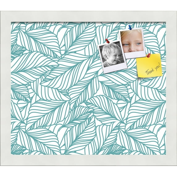 PinPix 14x12 Custom Cork Bulletin Board White Aqua Poster Board Has a Fabric Style Canvas Finish, Framed in White Aqua, by ArtToFrames (PinPix-1876)