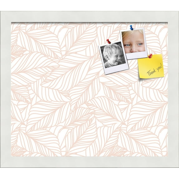 PinPix 14x12 Custom Cork Bulletin Board White Peach Poster Board Has a Fabric Style Canvas Finish, Framed in White Peach, by ArtToFrames (PinPix-1879)
