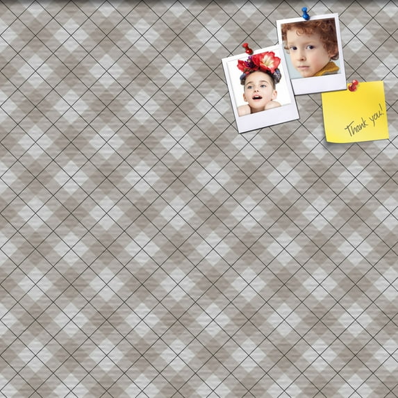 PinPix 14x14 Custom Cork Bulletin Board Argyle Beige Poster Board Has a Fabric Style Canvas Finish, Framed in Argyle Beige, by ArtToFrames (PinPix-637)