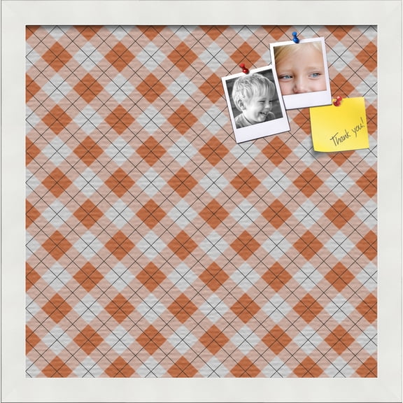 PinPix 14x14 Custom Cork Bulletin Board Argyle Burnt Orange Poster Board Has a Fabric Style Canvas Finish, Framed in Argyle Burnt Orange, by ArtToFrames (PinPix-634)