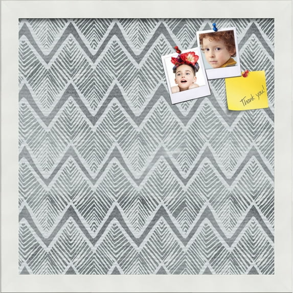 PinPix 14x14 Custom Cork Bulletin Board Bohemian Peaks Grey Poster Board Has a Fabric Style Canvas Finish, Framed in Bohemian Peaks Grey, by ArtToFrames (PinPix-1591)