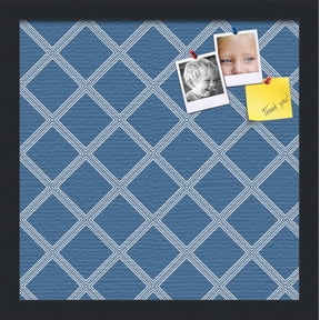 PinPix 14x14 Custom Cork Bulletin Board Diamond Modern Pattern Navy Poster Board Has a Fabric Style Canvas Finish, Framed in Diamond Modern Pattern Navy, by ArtToFrames (PinPix-1804)