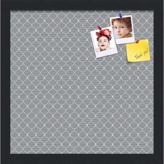 PinPix 14x14 Custom Cork Bulletin Board Grey Chain Poster Board Has a Fabric Style Canvas Finish, Framed in Grey Chain, by ArtToFrames (PinPix-570)