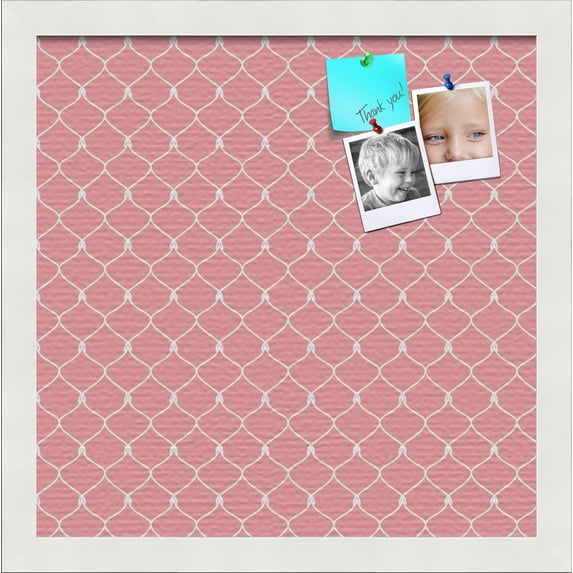 PinPix 14x14 Custom Cork Bulletin Board Light Pink Chain Poster Board Has a Fabric Style Canvas Finish, Framed in Light Pink Chain, by ArtToFrames (PinPix-574)