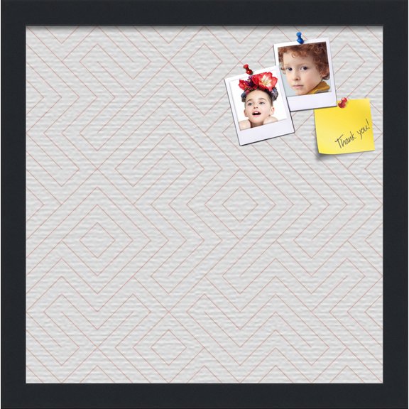 PinPix 14x14 Custom Cork Bulletin Board Maze White Grapefruit Poster Board Has a Fabric Style Canvas Finish, Framed in Maze White Grapefruit, by ArtToFrames (PinPix-1837)