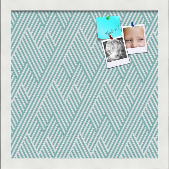 PinPix 14x14 Custom Cork Bulletin Board Modeco Zig Zag Aqua Poster Board Has a Fabric Style Canvas Finish, Framed in Modeco Zig Zag Aqua, by ArtToFrames (PinPix-1628)