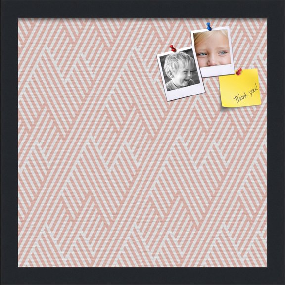 PinPix 14x14 Custom Cork Bulletin Board Modeco Zig Zag Grapefruit Poster Board Has a Fabric Style Canvas Finish, Framed in Modeco Zig Zag Grapefruit, by ArtToFrames (PinPix-1629)
