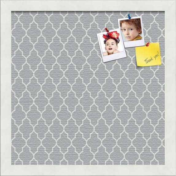 PinPix 14x14 Custom Cork Bulletin Board Quatrefoil Grey Poster Board Has a Fabric Style Canvas Finish, Framed in Quatrefoil Grey, by ArtToFrames (PinPix-284)