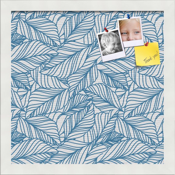 PinPix 14x14 Custom Cork Bulletin Board White Navy Poster Board Has a Fabric Style Canvas Finish, Framed in White Navy, by ArtToFrames (PinPix-1878)