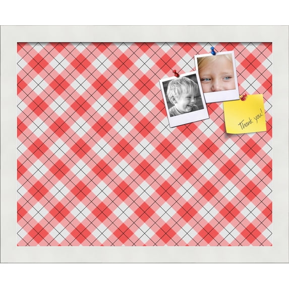 PinPix 15x12 Custom Cork Bulletin Board Argyle Red Poster Board Has a Fabric Style Canvas Finish, Framed in Argyle Red, by ArtToFrames (PinPix-646)