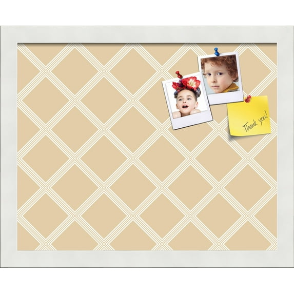 PinPix 15x12 Custom Cork Bulletin Board Diamond Modern Pattern Beige Poster Board Has a Fabric Style Canvas Finish, Framed in Diamond Modern Pattern Beige, by ArtToFrames (PinPix-1800)