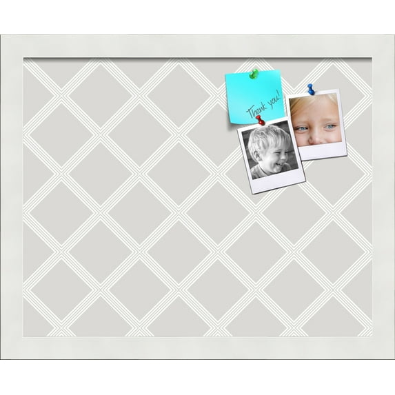 PinPix 15x12 Custom Cork Bulletin Board Diamond Modern Pattern Grey Poster Board Has a Fabric Style Canvas Finish, Framed in Diamond Modern Pattern Grey, by ArtToFrames (PinPix-1802)