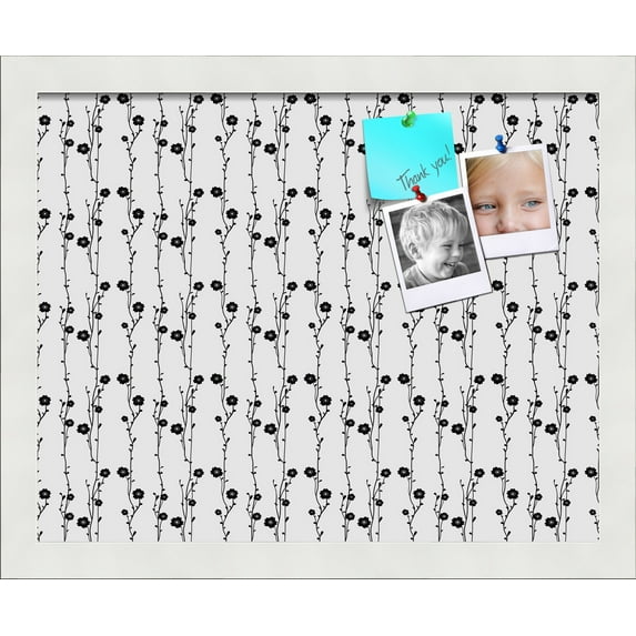 PinPix 15x12 Custom Cork Bulletin Board Floral Design Black Floral Poster Board Has a Fabric Style Canvas Finish, Framed in Floral Design Black Floral, by ArtToFrames (PinPix-207)