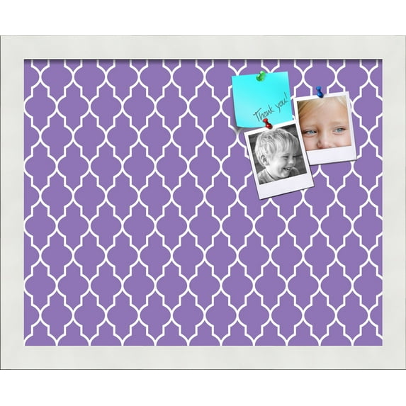 PinPix 15x12 Custom Cork Bulletin Board Quatrefoil Purple Poster Board Has a Fabric Style Canvas Finish, Framed in Quatrefoil Purple, by ArtToFrames (PinPix-282)