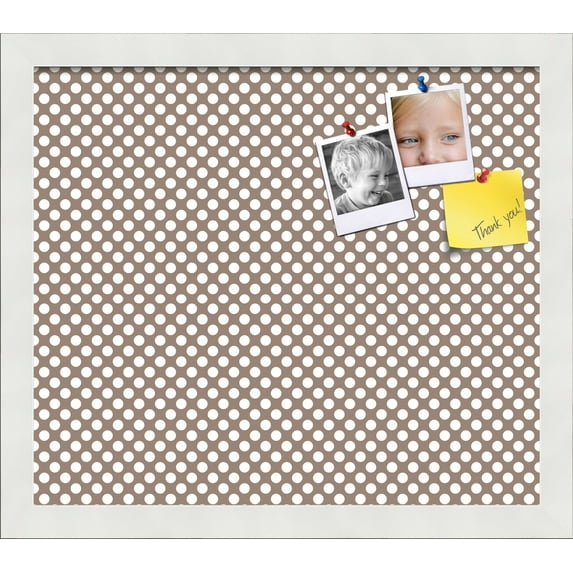 PinPix 15x13 Custom Cork Bulletin Board Brown Polka Dot Poster Board Has a Fabric Style Canvas Finish, Framed in Brown Polka Dot, by ArtToFrames (PinPix-501)