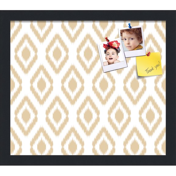 PinPix 15x13 Custom Cork Bulletin Board Ikat Beige Poster Board Has a Fabric Style Canvas Finish, Framed in Ikat Beige, by ArtToFrames (PinPix-1631)