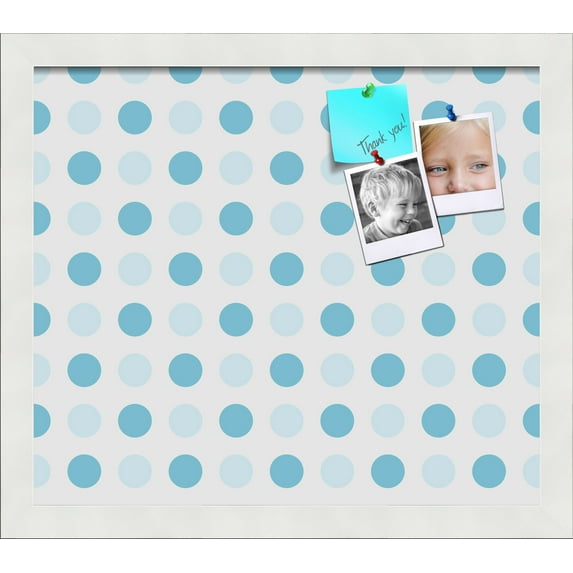 PinPix 15x13 Custom Cork Bulletin Board Light Blue Polka Dot Poster Board Has a Fabric Style Canvas Finish, Framed in Light Blue Polka Dot, by ArtToFrames (PinPix-344)