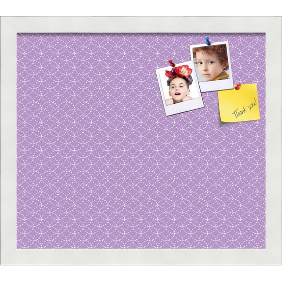 PinPix 15x13 Custom Cork Bulletin Board Purple Circles Poster Board Has a Fabric Style Canvas Finish, Framed in Purple Circles, by ArtToFrames (PinPix-493)