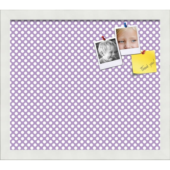 PinPix 15x13 Custom Cork Bulletin Board Purple Polka Dot Poster Board Has a Fabric Style Canvas Finish, Framed in Purple Polka Dot, by ArtToFrames (PinPix-504)