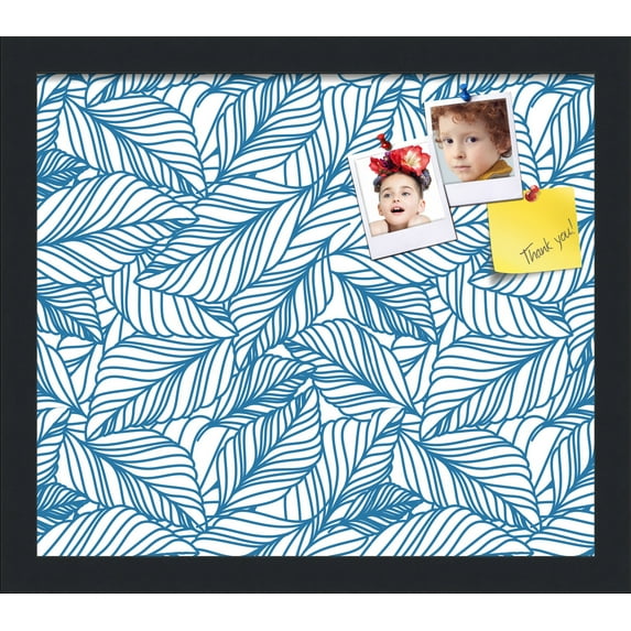 PinPix 15x13 Custom Cork Bulletin Board White Navy Poster Board Has a Fabric Style Canvas Finish, Framed in White Navy, by ArtToFrames (PinPix-1878)