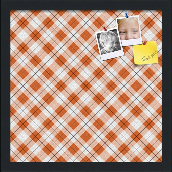 PinPix 15x15 Custom Cork Bulletin Board Argyle Burnt Orange Poster Board Has a Fabric Style Canvas Finish, Framed in Argyle Burnt Orange, by ArtToFrames (PinPix-634)