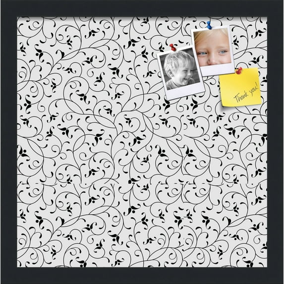 PinPix 15x15 Custom Cork Bulletin Board Bk Seemless Flower Poster Board Has a Fabric Style Canvas Finish, Framed in Bk Seemless Flower, by ArtToFrames (PinPix-122)